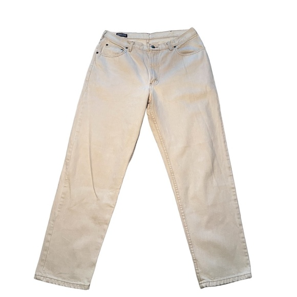 Lands' End Vintage Tan Straight Leg Denim Jeans Women's Size 35 Excellent - Picture 1 of 6